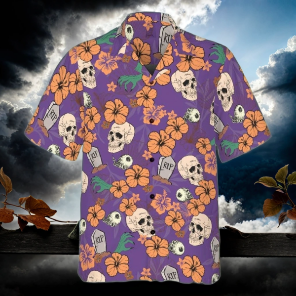 Halloween Hawaiian Shirt-Shirt Skeleton Halloween Pattern-purple