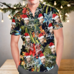 Men's Custom Face Merry Christmas All Over Print Fun Christmas Hawaiian Shirts Gift for Men