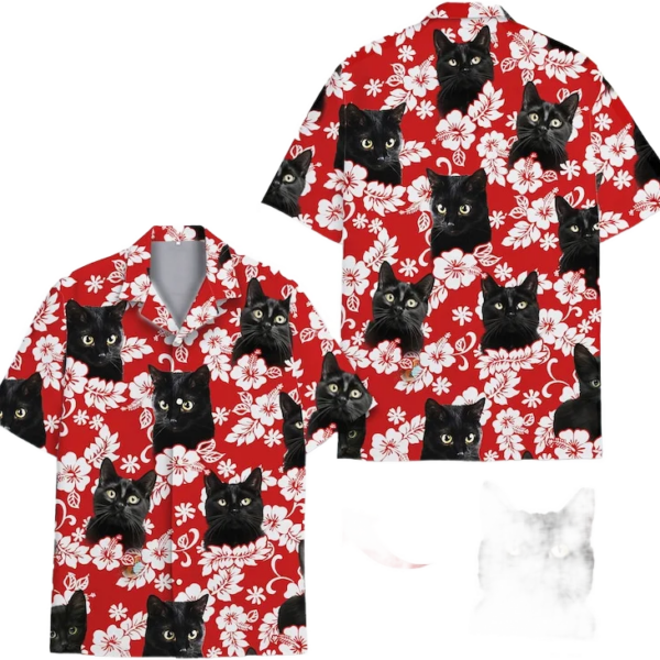 Personalized Photos Hawaiian Shirt, Custom Cat Hawaiian Shirt, Dog Cat Animal Hawaiian Shirt, Tropical Summer Beach Aloha Hawaiian Shirt