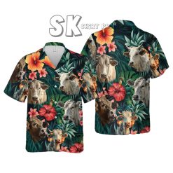 Cow Hawaiian SHirt, 3D Aloha Shirt, Animal Hawaii Shirt, Gift for Cow Lovers, Tropical Hawaiian Shirt