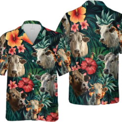 Cow Hawaiian SHirt, 3D Aloha Shirt, Animal Hawaii Shirt, Gift for Cow Lovers, Tropical Hawaiian Shirt