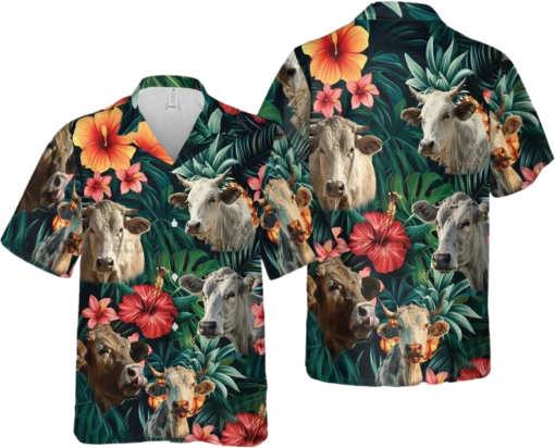 Cow Hawaiian SHirt, 3D Aloha Shirt, Animal Hawaii Shirt, Gift for Cow Lovers, Tropical Hawaiian Shirt