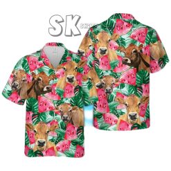 Cow Hawaiian SHirt, Unique Jersey Watermelon 3D Hawaiian Shirt