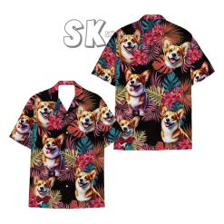 Dog Hawaiian Shirt for Men Women, Dog Lover Gift, Down Short Sleeve