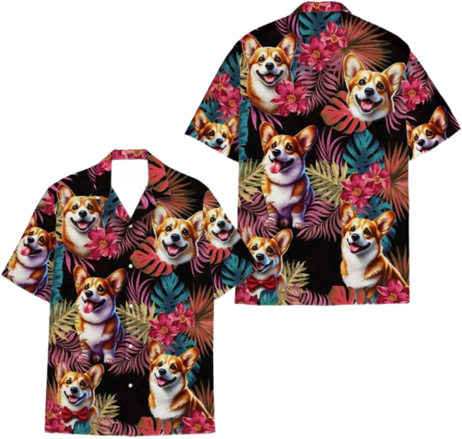 Dog Hawaiian Shirt for Men Women, Dog Lover Gift, Down Short Sleeve