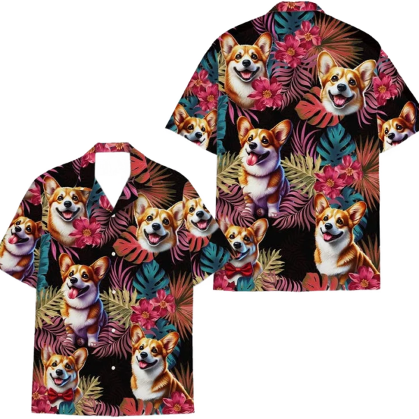 Dog Hawaiian Shirt for Men Women, Dog Lover Gift, Down Short Sleeve