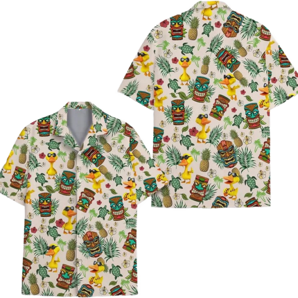 Funny Hawaiian Shirts, Duck Hawaiian Shirt Summer Beach Aloha Short Sleeve Button Down, Tropical Shirt