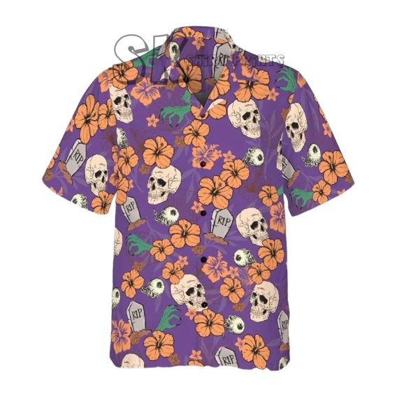 Halloween Hawaiian Shirt-Shirt Skeleton Halloween Pattern-purple