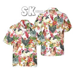 Rooster Hawaiian Shirt Chicken Tropical Hawaiian Shirt, Summer Aloha Chicken Shirt, Chicken Lover Shirt, Gift For Men