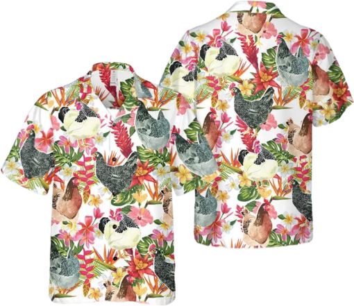 Rooster Hawaiian Shirt Chicken Tropical Hawaiian Shirt, Summer Aloha Chicken Shirt, Chicken Lover Shirt, Gift For Men