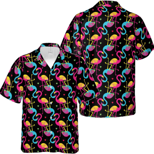 Funny Pink Blue Lovely Flamingo Tropical Birdie Hawaiian Shirt