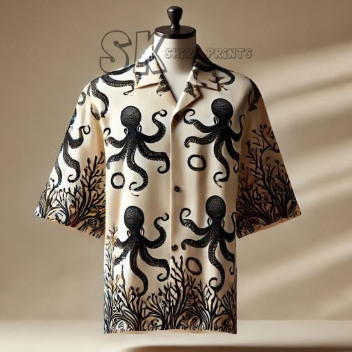 Black Octopus Hawaiian Shirt for Men – Tropical Vibes