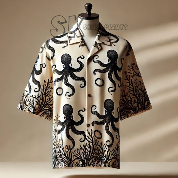 Black Octopus Hawaiian Shirt for Men – Tropical Vibes