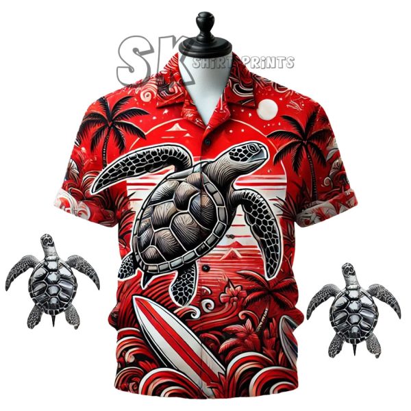 Red Turtle Hawaiian Shirt for Men - Bold and Stylish Tropical Attire