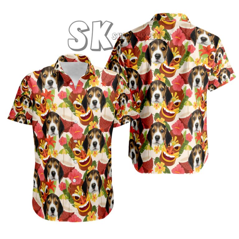 Custom Dog Face Hawaiian Shirt for Men Women, Personalized Pet Photo Button Up Gift