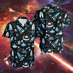 Classic Star Wars Hawaiian Shirt - UFO & Rocket Patterned Aloha Shirt