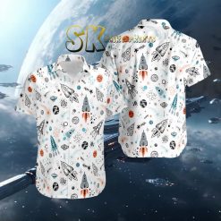 Classic Star Wars Hawaiian Shirt - White Sci-Fi Space Print Aloha Shirt