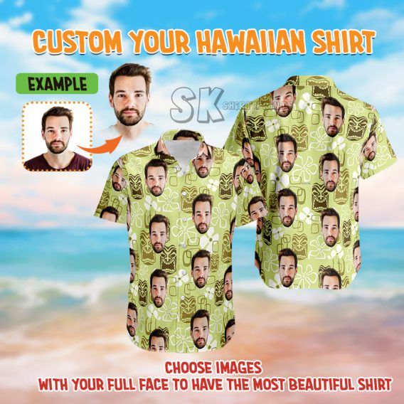 Custom Face Hawaiian Shirts — Your Photo on Tropical Florals Shirt
