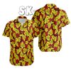 Floral Hawaiian Shirt – Red & Yellow Aloha Style for Summer, Bold Tropical Leaf Pattern