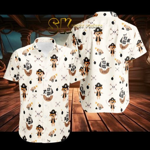 Funny Cartoon Pirate Hawaiian Shirt – Beige Tropical Beach Outfit