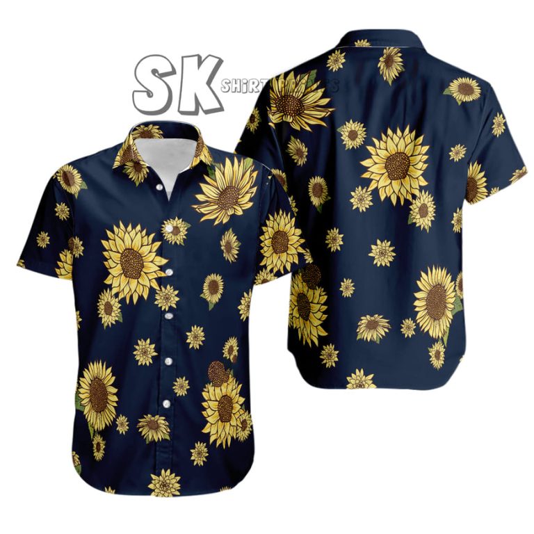 Sunflower Hawaiian Shirt – Custom Photo Print Among Vintage Yellow Blooms