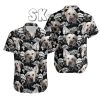 Black Hawaiian Shirt with Custom Dog Face and Tropical Leaf Pattern