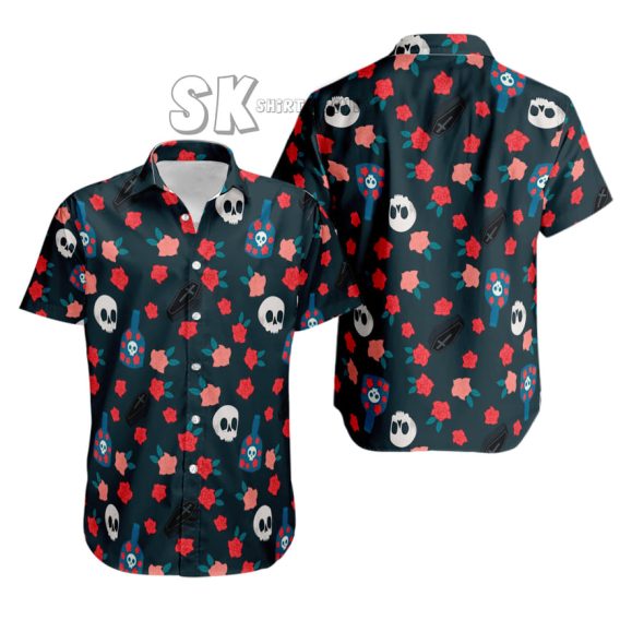 Gothic Skull Hawaiian Shirt - Black Halloween Custom Photo Design