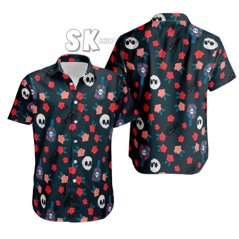 Gothic Skull Hawaiian Shirt – Black Halloween Custom Photo Design