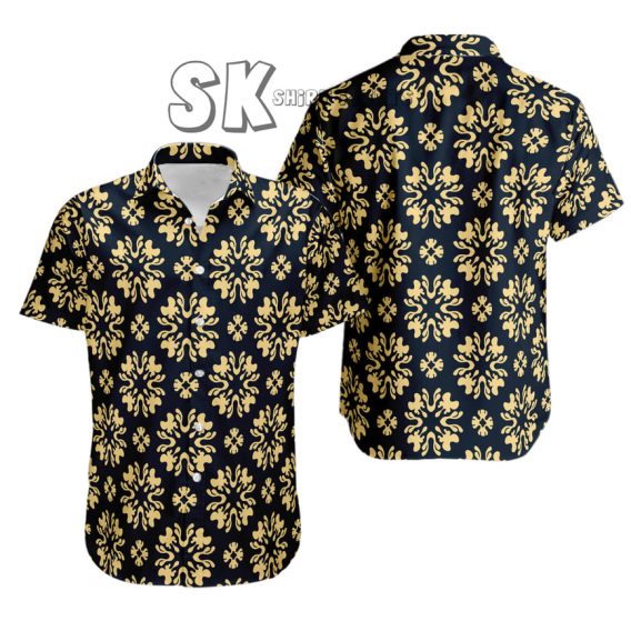 Black Yellow Vintage Hawaiian Shirts with Custom Photo Print - Classic Aloha