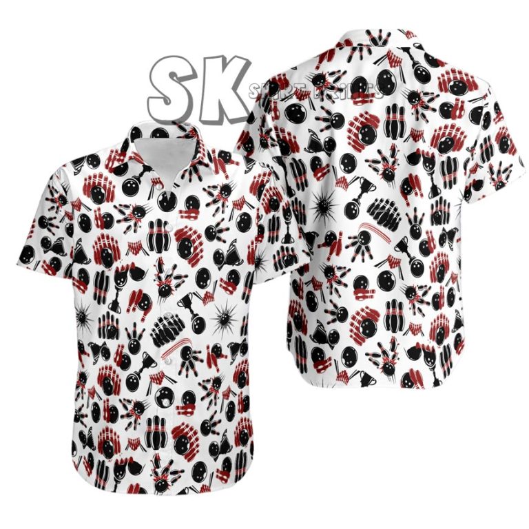 Bowling Hawaiian Shirt Custom Photo Print – Pins Balls Strike Design