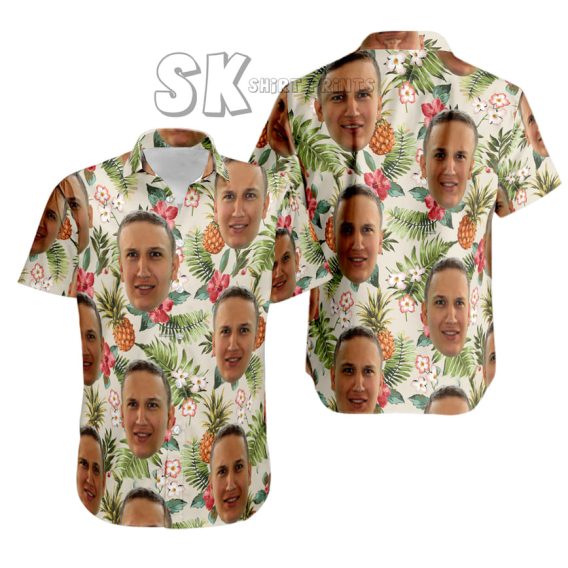 Custom Face Hawaiian Shirt - Aloha Print with Your Photo on Tropical Flowers