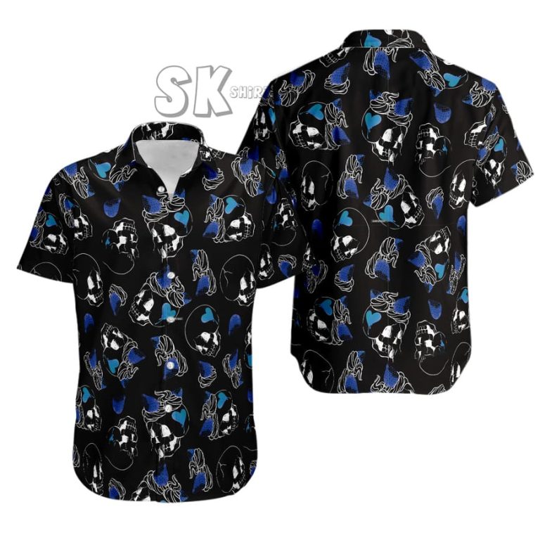 Halloween Skull Hawaiian Shirt – Spooky Black Tropical Style for Men