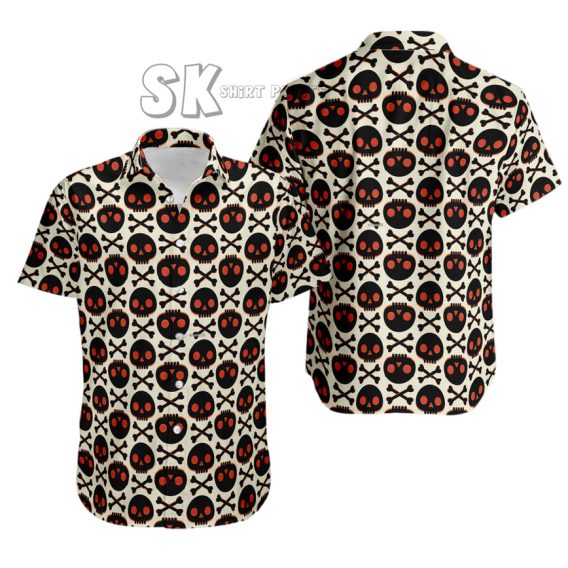 Halloween Skull Hawaiian Shirt Custom Photo All-Over Print Spooky Design
