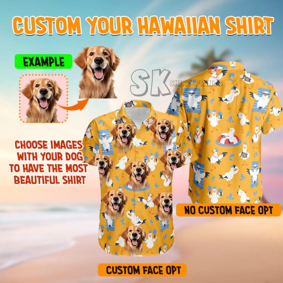 Custom Dog Face Hawaiian Shirt — Upload Your Pet Photo for All-Over Print