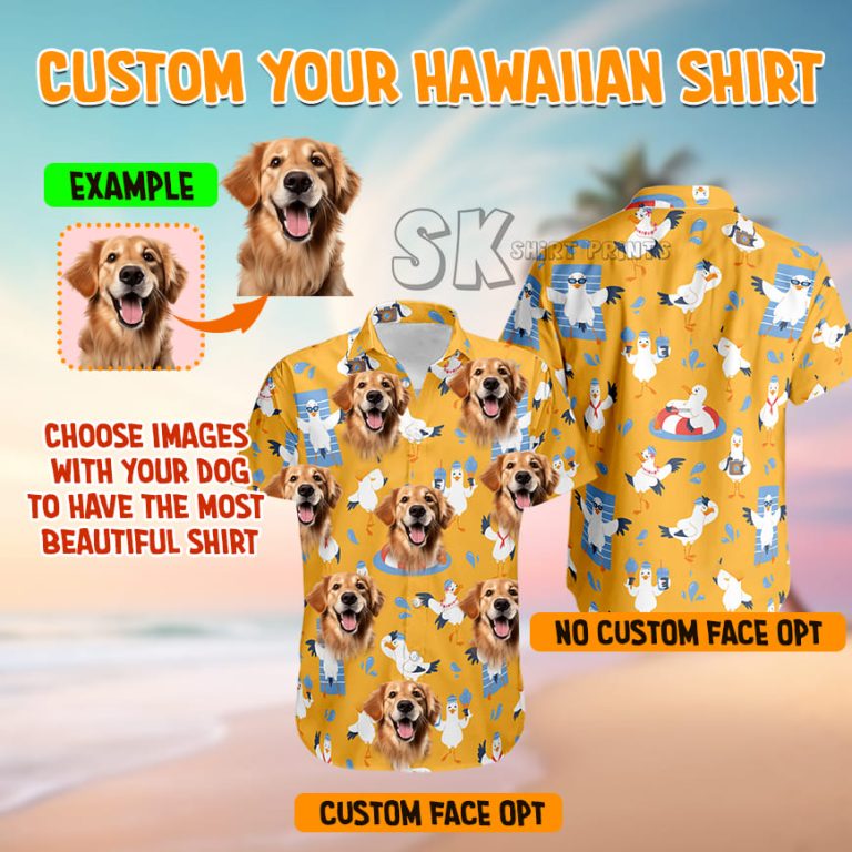 Custom Dog Face Hawaiian Shirt — Upload Your Pet Photo for All-Over Print