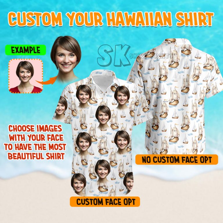 Custom Face Hawaiian Shirt – Your Photo on Tropical Button-Up Shirt