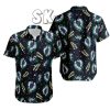 Men’s Aloha Shirt – Black Hawaiian Style with Palm Leaf & Floral Print