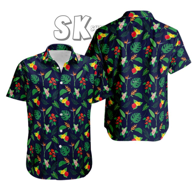 Men’s Hawaiian Shirt Custom Photo Tropical Floral Beach Print Design