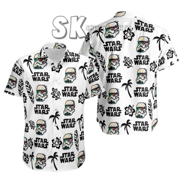 Men's Star Wars Hawaiian Shirt - White Tropical Stormtrooper Design