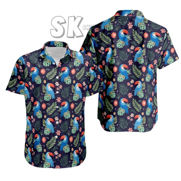 Navy Toucans & Cacti Hawaiian Shirt – Vibrant Tropical Adventure