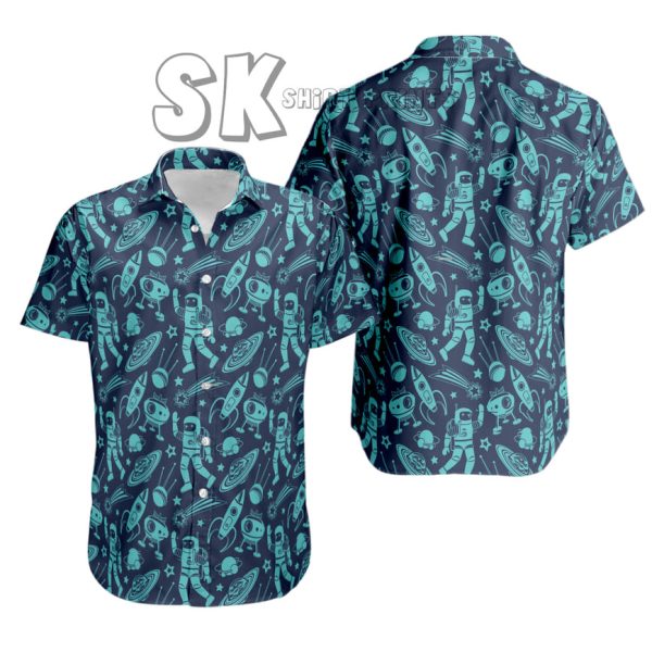 Star Wars Hawaiian Shirt - Men's Tropical Aloha Button-Up with Space & Robot Print