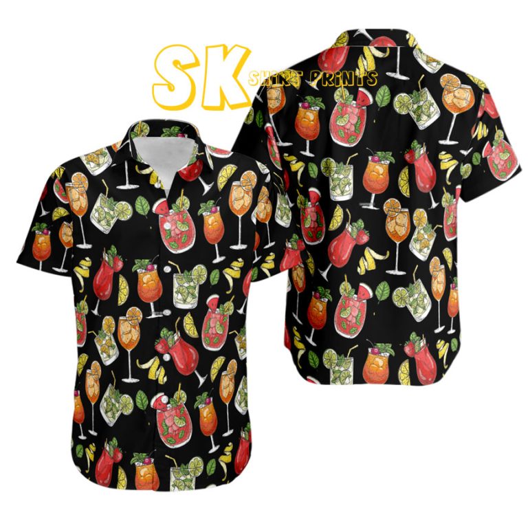Tropical Cocktail Print Hawaiian Shirt – Summer Drinks Custom Photo Design
