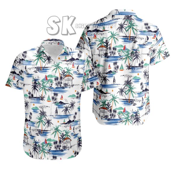 Tropical Print Custom Photo Shirt - Beach Hawaiian Style Short Sleeve