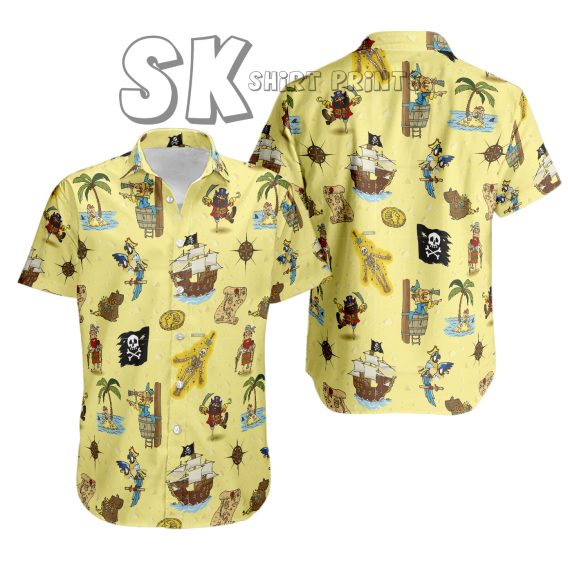 Yellow Pirate Hawaiian Shirt Custom Photo Men's Tropical Pittsburgh Theme
