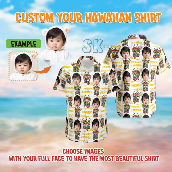 Custom Baby Face Hawaiian Shirt - Photo Prints Tropical Paradise Design