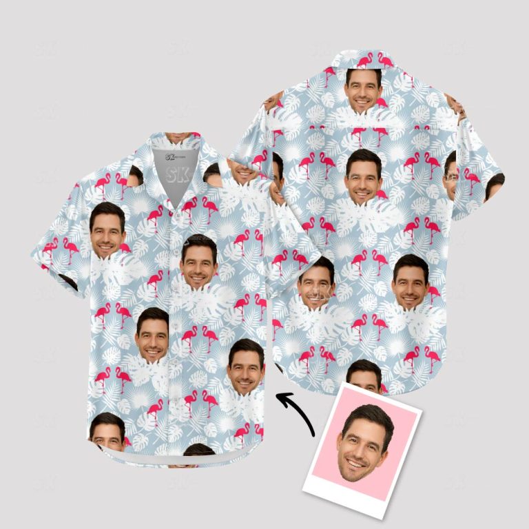 Custom Hawaiian Shirt Multiple Faces — Flamingo Paradise Background