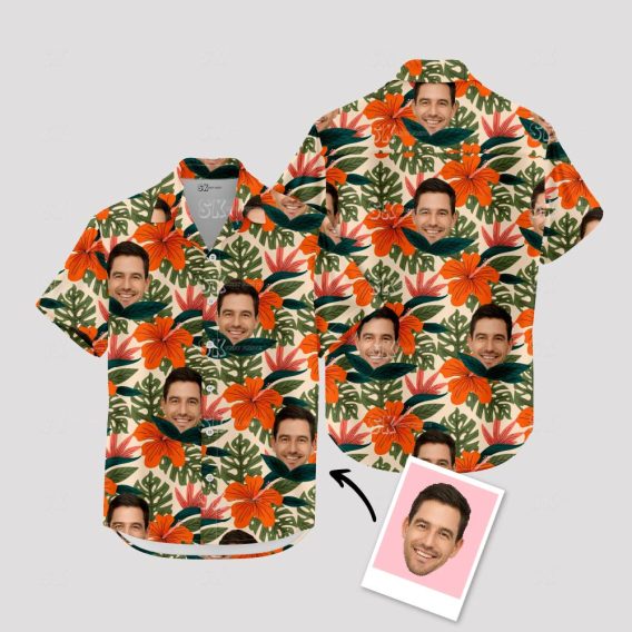 Custom Hawaiian Shirts with Face Photos - Your Picture Tropical Print