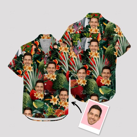 Fruit Hawaiian Shirt Custom Face Print - Tropical Food Pattern Men's Shirt