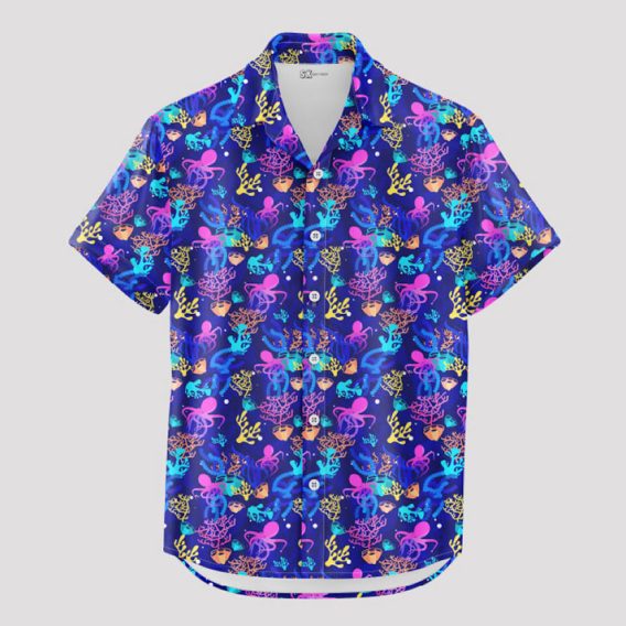 Octopus Hawaiian Shirts Men Custom Photo Ocean Tentacle Pattern Shirts