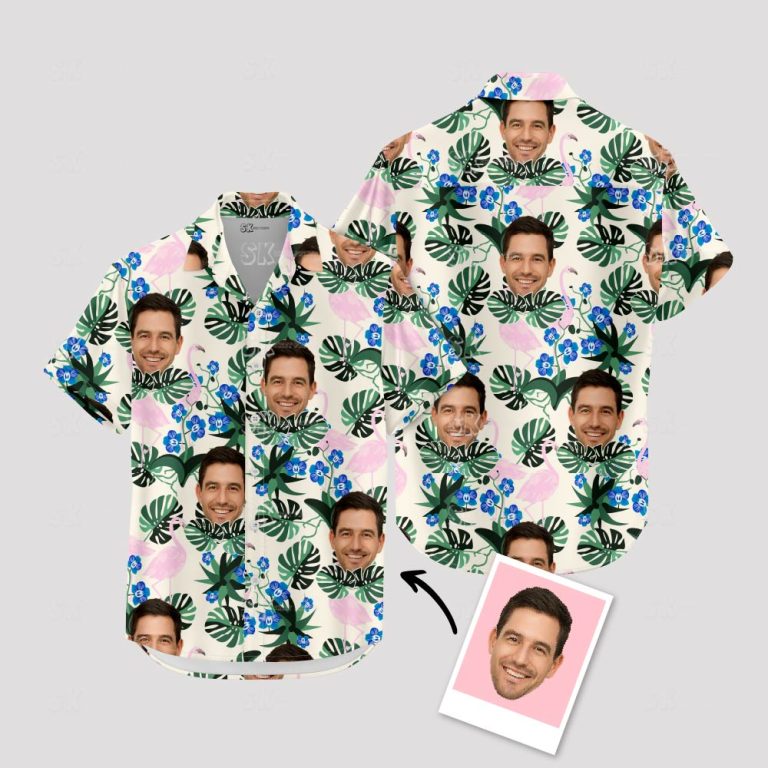 Custom Flamingo Hawaiian Shirt with 2 Faces – Men’s Photo Shirt